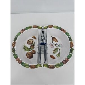 Vintage Melamine Sectioned Nut Serving Bowl With Cracker Made in Italy NEW